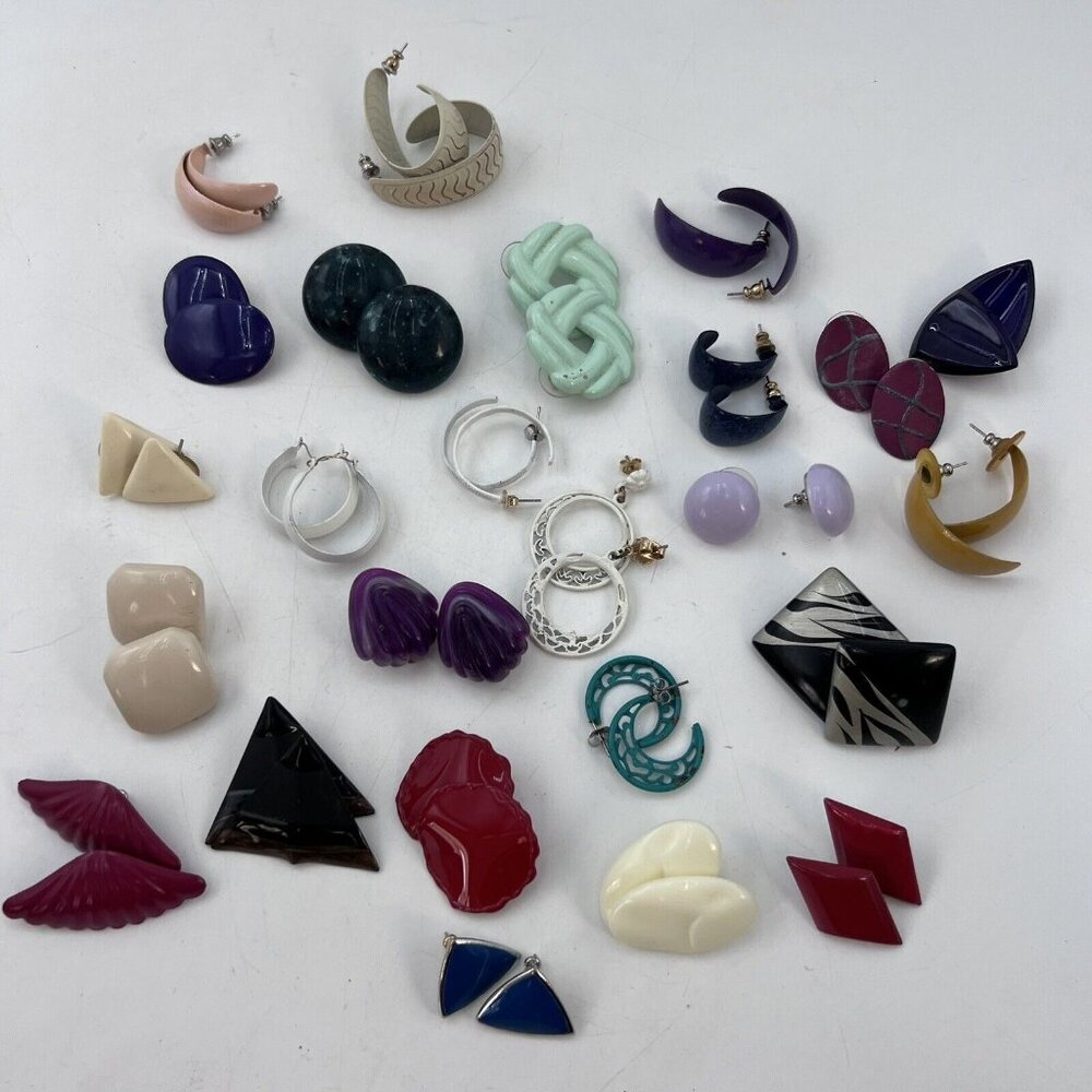 Vintage Earrings Lot Estate Sale Costume Jewelry Metal Colored